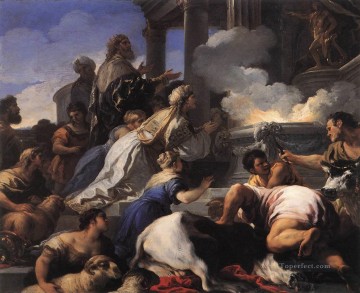 ルカ・ジョルダーノ Painting - アポロン・バロックに生贄を捧げるプシュケスの両親 ルカ・ジョルダーノ